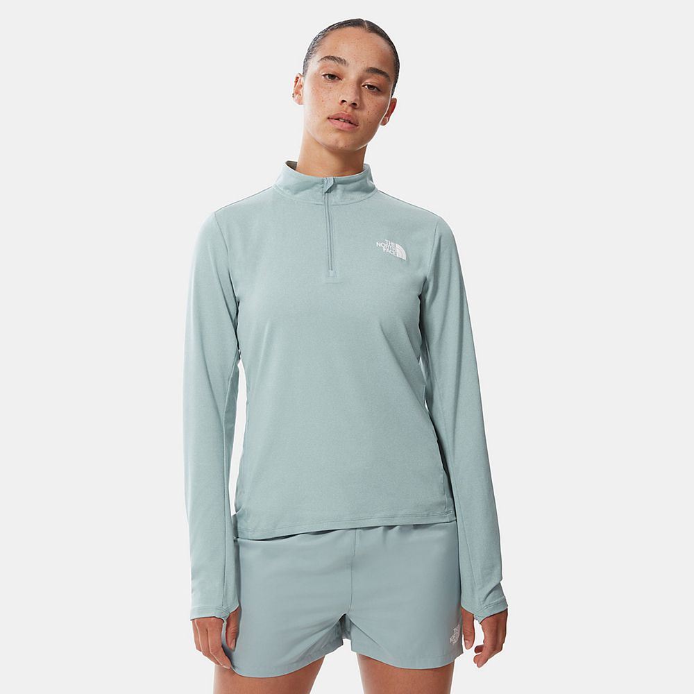 The North Face Long Sleeve Womens Australia - The North Face Riseway 1/2 Zip Silver Blue Running & T